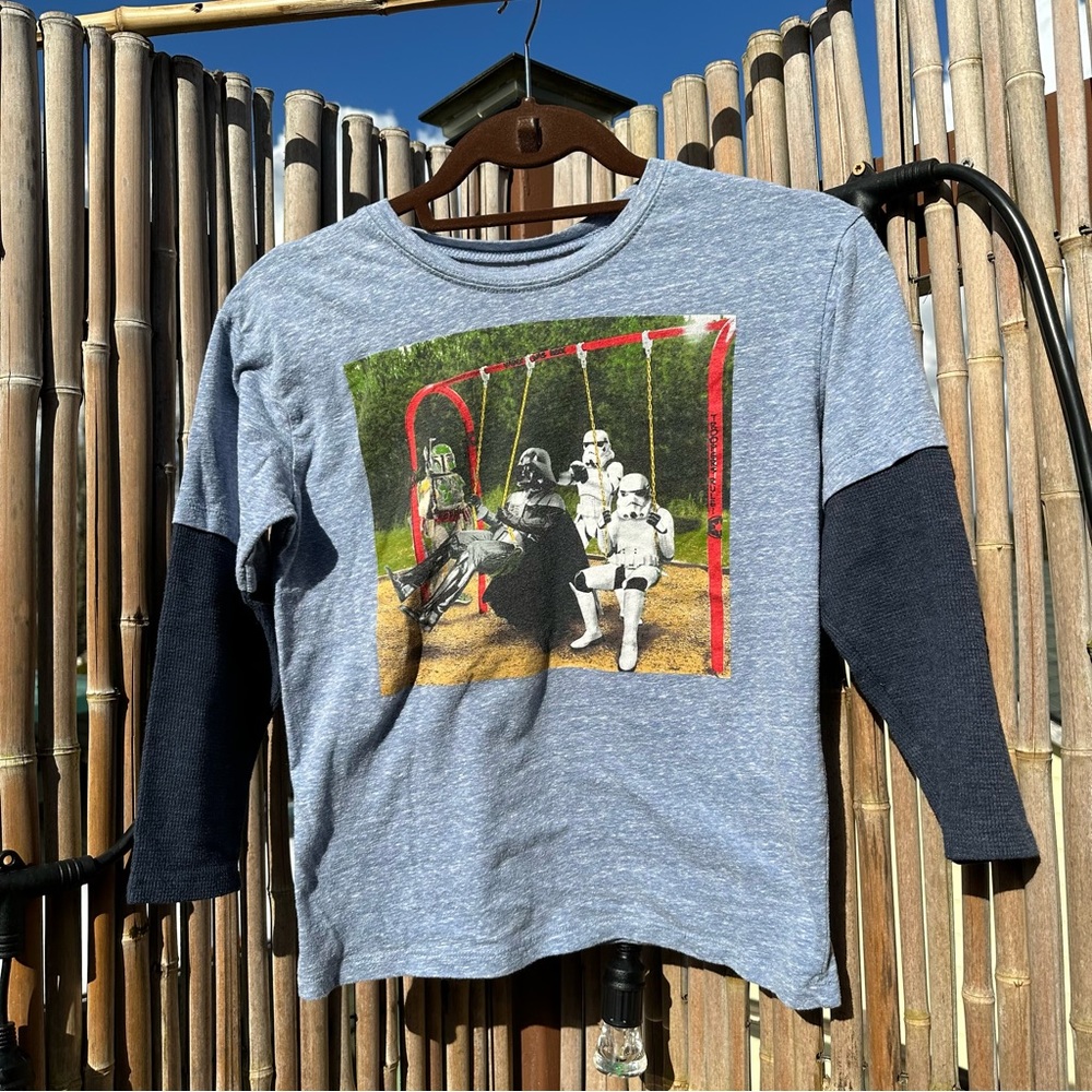 Star Wars Funny Darth Vader, Boba Fett & Storm Troopers Long Sleeved Shirt Sz S